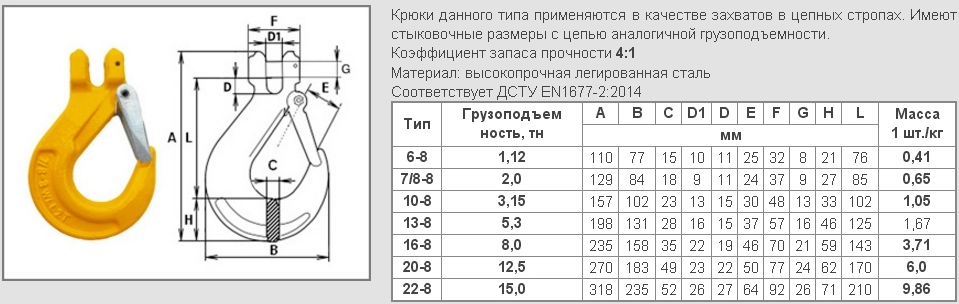 Чертеж крюка с размерами